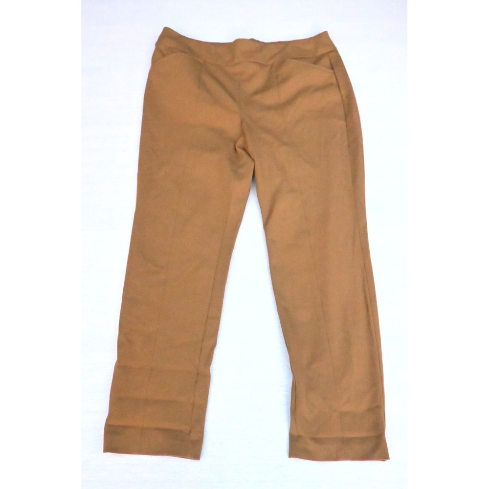 Chicos So Slimming Womens 2/L Short Camel Pull On Ankle Pants Tapered Cuffed Hem